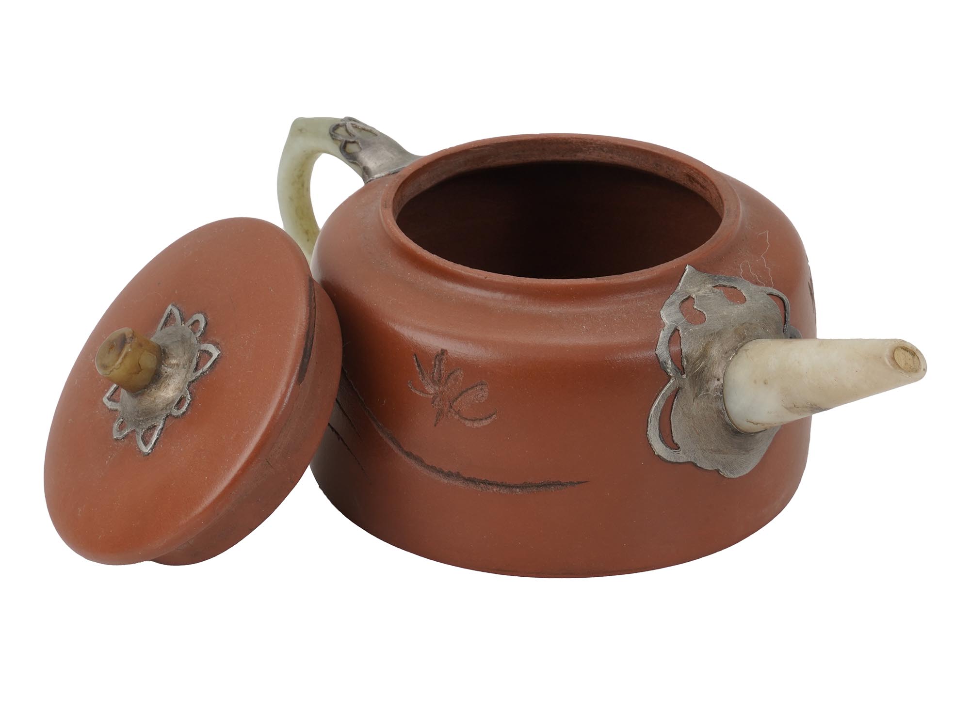 CHINESE YIXING ZISHA POTTERY CLAY JADE TEA POT PIC-4